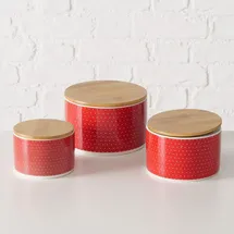 Boltze Keramikbehälter mit Bambusdeckel LILLY, 3er-Set