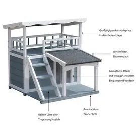 dehner lieblinge Katzenhaus Maison 78 x 75 x 73 cm grau/weiß