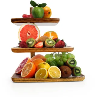 Lavesty Etagere für Obst, Gemüse, Desserts und Snacks – Multifunktional & Stabil – Hochwertige Obstschale – Praktisch & Modern – Obstkorb mit rutschfestem Boden – Etagere 3 Etagen – Etagere Holz