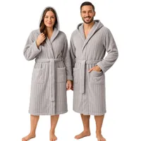 Betz Bademantel Microfaser mit Kapuze - RIGA - für Herren und Damen Größe L/XL Farbe: silbergrau - L-XL