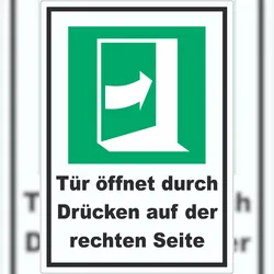 HB-Druck Tür öffnet durch Drücken auf der rechten Seite Aufkleber A7 (74x105mm)