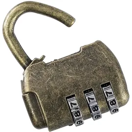 HMF Vintage Deko Zahlenschloss Vorhängeschloss, 3-Stellig, Gold