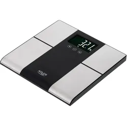 Adler AD 8165 Präzise Analyse-Personenwaage max. 225kg großes LCD-Display Silber Badezimmerwaage
