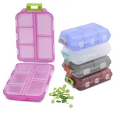 TNSLAND Tablettenbox 7 Tage, 5 Pack Tragbare Pillendose 7 Tage, Pillendose Klein 10 Fächer, Pillenbox Medikamenten Aufbewahrung Organizer,Supplement Box Pill Box Pillen Organizer für Reise & Tägliches