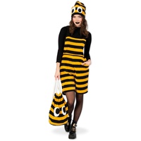 KarnevalsTeufel Kostüm Set Hummel Biene Latzhose und Turnbeutel Hummelkostüm Bienenkostüm Damenkostüm (L)