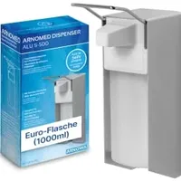 arnomed Desinfektionsmittelspender, Aluminium, 521-S-1000 , Füllvolumen: 1 Liter, mit kurzem Hebel