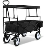 Randaco Bollerwagen Faltbar Mit Dach Handwagen Transportwagen, Strandwagen, Klappbar, Vollgummi-reifen, Bis 80 Kg, Mit Bremsen + Tragetasche - Gartenwagen