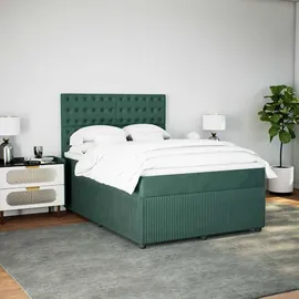 vidaXL Boxspringbett 140 x 200 cm Dunkelgrün