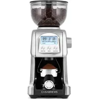 CASABREWS Elektrisch Kaffeemühle, Kaffeemühle Kegelmahlwerk mit 77 Präzisen Mahlstufen, Mahlgut von Espresso bis French Press, Edelstahl, für Siebträger, LCD-Bildschirm, 400g, 130W, Silber