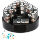 relaxdays Pillendose Tablettenbox 31 Tage 4 Fächer schwarz