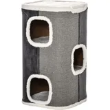 PawHut Kratztonne für Katzen Katzenkratzbaum 3 Ebenen Katzenbaum Kletterbaum für Katzen Katzenmöbel Spanplatte samtartiges Polyester Sisal Grau+Weiß