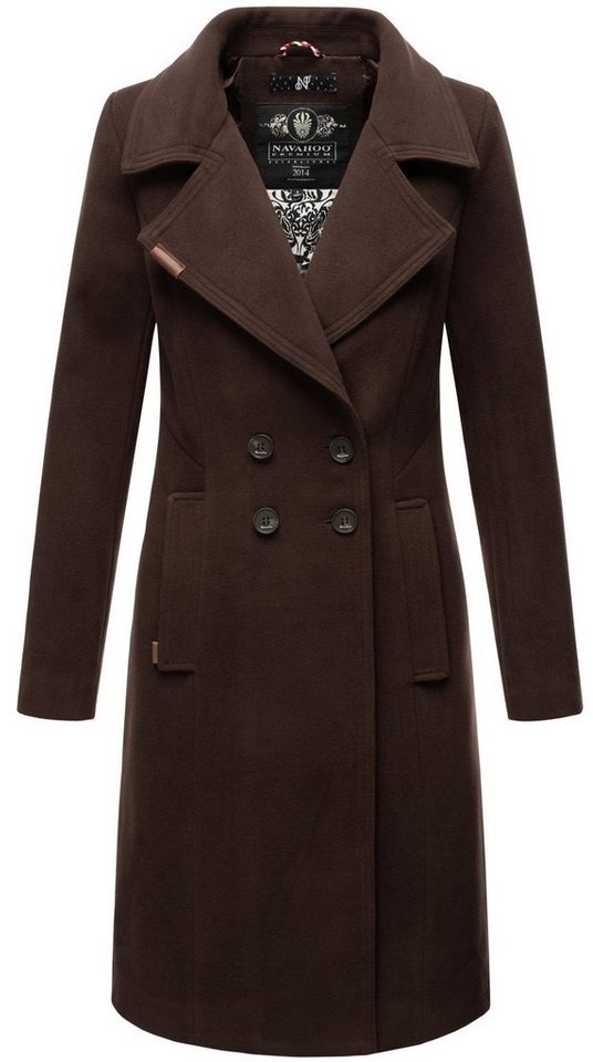 Navahoo Wintermantel Wooly edler Damen Trenchcoat in Wollmantel-Optik braun L (40)