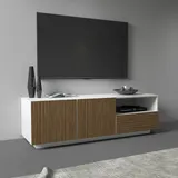 INOSIGN Lowboard »Vega,Lowboard,TV Board,TV Schrank,150 cm«, mit 2 Türen und 1 Schublade,Fronten mit Rillen-Optik weiß