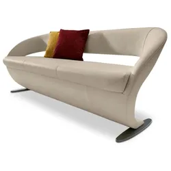 Komfort & Wohnen Solobank Wave Leder Grau Hellgrau 178 cm