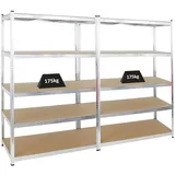 Proregal Lagerregal Metall 120x180x60 cm Silber 5 Fachböden
