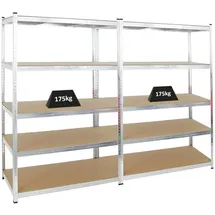 Proregal Lagerregal Metall 120x180x60 cm Silber 5 Fachböden