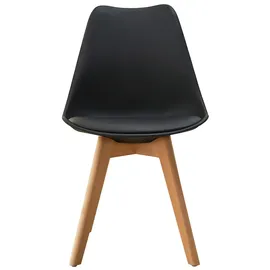 Svita MATS 2er Set Esszimmerstühle Küchenstühle Holz Lehne Kunstleder Schwarz