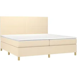 vidaXL Boxspringbett mit Matratze & LED Creme 200x200 cm Stoff