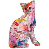 Gilde Figur OOH LALA Katze aus Kunstharz - Mehrfarbig - Höhe 29cm x Breite 21cm - Street Art Style