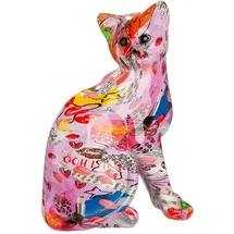 Gilde Figur OOH LALA Katze aus Kunstharz - Mehrfarbig - Höhe 29cm x Breite 21cm - Street Art Style