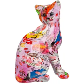 Gilde Figur OOH LALA Katze aus Kunstharz - Mehrfarbig - Höhe 29cm x Breite 21cm - Street Art Style