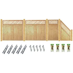 Sichtschutzelement TETZNER & JENTZSCH "COLUMBIA 1", beige (natur), H:180cm, Holz, Stahl, Zaunelemente, kesseldruckimprägniert
