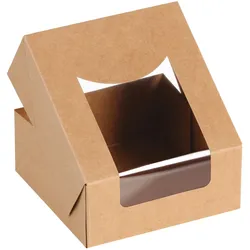 125x Bio Food Box Snackbox mit Deckel und Sichtfenster aus PLA 12 x 12 x 5cm