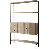 DeLife Bücherregal Nerida 120x180 cm Mango White Wash Metall Schwarz, Standregale