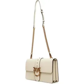 PINKO Love One Classic Umhängetasche Baumwolle/Leder Weiß/Gold