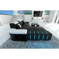 Sofa Dreams Ecksofa Ledersofa Bellagio L Form Leder Sofa Ledercouch, Couch, mit LED, wahlweise mit Bettfunktion als Schlafsofa, Designersofa schwarz
