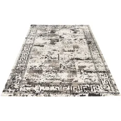 Teppich OBSESSION "My Opal 911", grau, B:160cm H:10mm L:230cm, Polyester, Teppiche, modernes 3D-Design, Karo Muster, mit Bordüre
