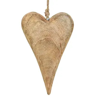TEMPELWELT® Deko Anhänger Herz 26 cm, Mango Holz Massiv, Dekoherz Herzanhänger für Fensterdeko Wanddekoration Türdekoration, Hochzeitsdekoration