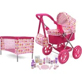 509 Crew Doll Stroller Pram 18 Piece Combo Value Play Set, Ages 3+