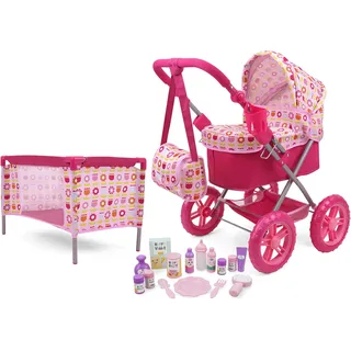 509 Crew Doll Stroller Pram 18 Piece Combo Value Play Set, Ages 3+