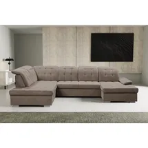 werk2 Wohnlandschaft Kordula-New Multifunktion Couch, Breite 332cm, bequem, U-Form, Sofa in U-Form mit Schlaffunktion & Bettkasten, Schlafcouch beige