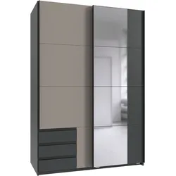 Wimex Schwebetürenschrank »Emden moderner Kleiderschrank mit Spiegel und Schubladen BESTSELLER«, Schlafzimmer Schrank Garderobenschrank mit Schwebetüren Topseller Wimex sandgrau