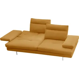 Calia Italia 3-Sitzer Toby Wing, 208 cm breit, Designsofa mit hohem Sitzkomfort, inklusive Sitztiefenverstellung, Füße in Chrom glänzend gelb