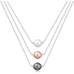 Elli Kette ohne Anhänger »Halskette Layer Kette Synthetische Perlen« Elli Silber 42