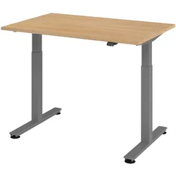 bümö elektrisch höhenverstellbarer Schreibtisch Eiche 120x80 cm, Gestell: Graphit - Büroschreibtisch höhenverstellbar elektrisch, elektrischer