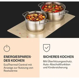 Klarstein Induktionskochfeld Glaskeramik Kochfeld, Induktionskochfeld mit 2 Platten, Einbau-Induktionskochfeld mit Touch-Display, Digitalanzeige und Timer-Funktion, Schnelles Aufheizen, 3500 W, 240V