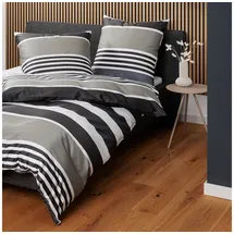 JANINE Bettwäsche Davos in braun grau | 2x 80x80 cm)