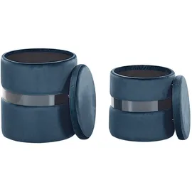 Beliani Pouf mit Stauraum 2er Set DORIS Samtstoff Blau