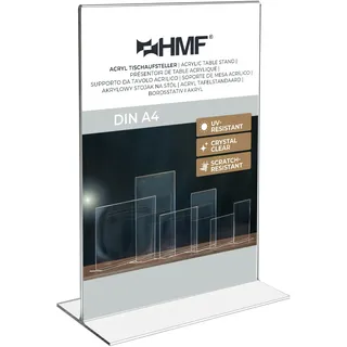 HMF 46922 Acryl Tischaufsteller gerade, DIN A4 Hochformat, Glasklar