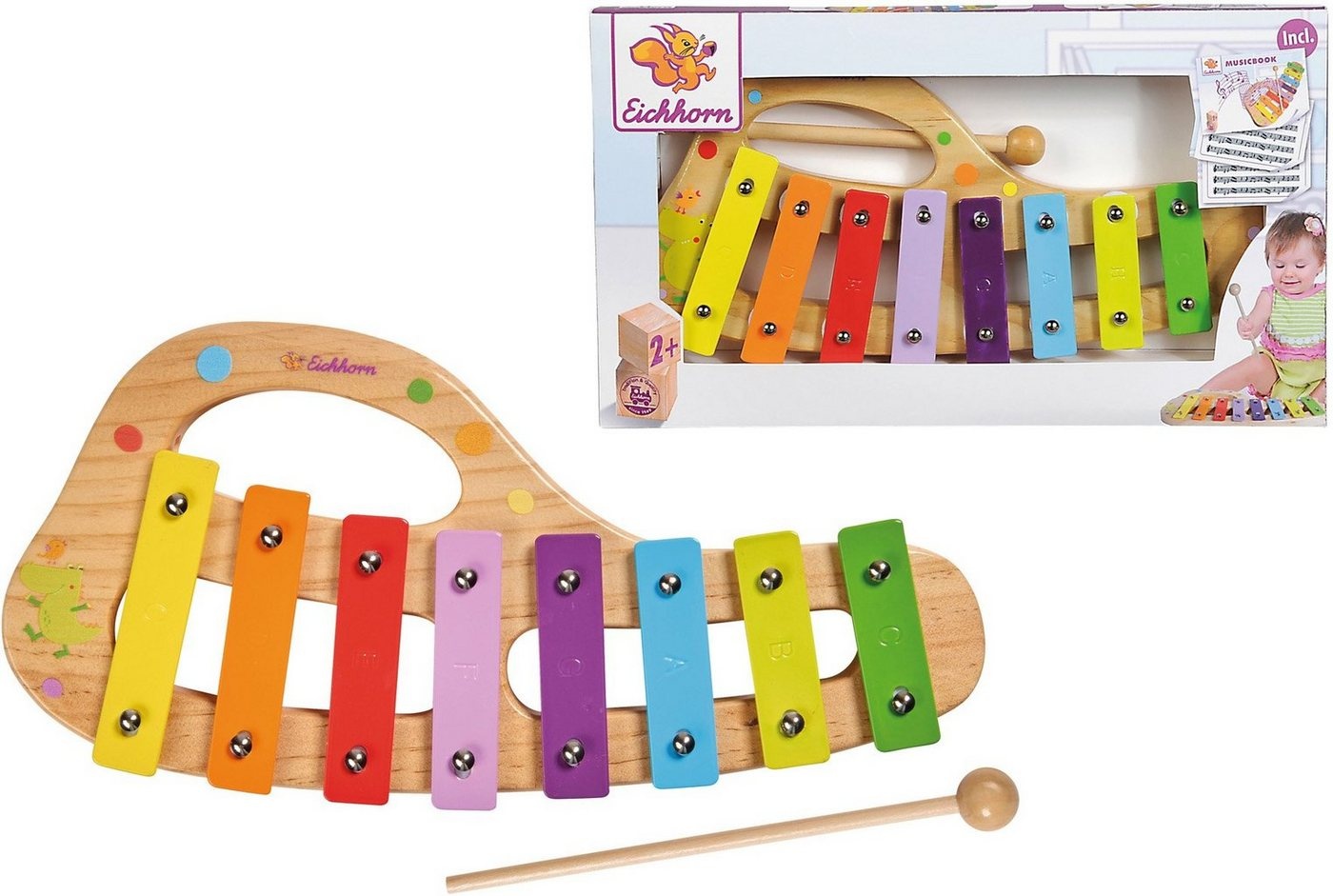 Eichhorn Spielzeug-Musikinstrument Xylophon, inkl. Liederbuch bunt