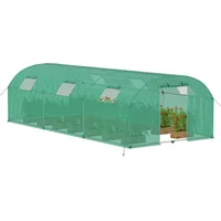 FIVMEN Gewächshaus Foliengewächshaus 3x8 m Folientunnel Tomatengewächshaus Tomatenhaus 24 m2 mit 8 Fenster Treibhaus Tomatendach Gartengewächshäuser für Anzucht & Pflanzenzucht