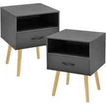 [en.casa] Beistelltisch Gävle 2er Set Dunkelgrau