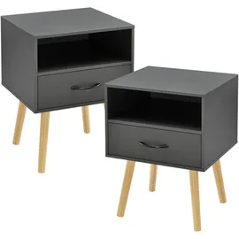 [en.casa] Beistelltisch Gävle 2er Set Dunkelgrau