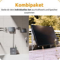 Kombipaket mit Speicher - Garten & Flachdach / 4 Module (1.660 Wp) / SolarFlow + 3 Batterien (3 kWh)