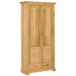 Dielenkleiderschrank mit zwei Schubladen Kiefer Massivholz