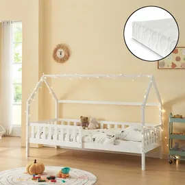 [en.casa] Hausbett Ydre 90 x 200 cm Kiefer weiß